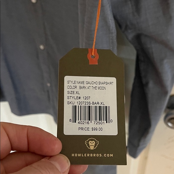 Howler Brothers Gray Shirt with Orange Embroidery - Picture 6 of 9